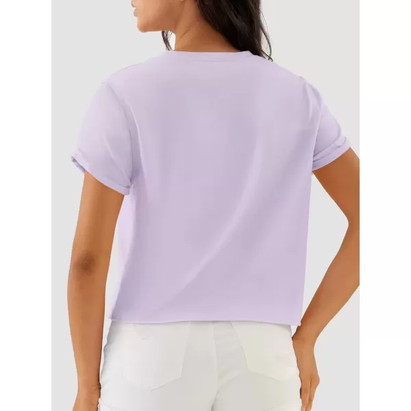 imageATHMILE Womens Tops Summer Casual Basic Short Sleeve Crewneck Crop Tops 2024 TShirtsPurple