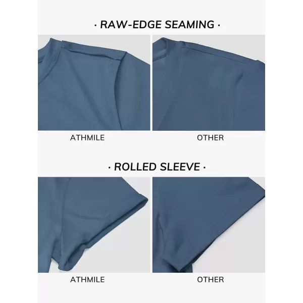 imageATHMILE Womens Tops Summer Casual Basic Short Sleeve Crewneck Crop Tops 2024 TShirtsBlue