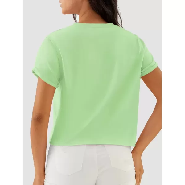 imageATHMILE Womens Tops Summer Casual Basic Short Sleeve Crewneck Crop Tops 2024 TShirtsMint Green