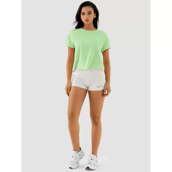 imageATHMILE Womens Tops Summer Casual Basic Short Sleeve Crewneck Crop Tops 2024 TShirtsMint Green