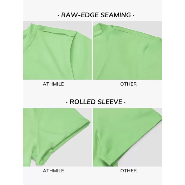 imageATHMILE Womens Tops Summer Casual Basic Short Sleeve Crewneck Crop Tops 2024 TShirtsMint Green