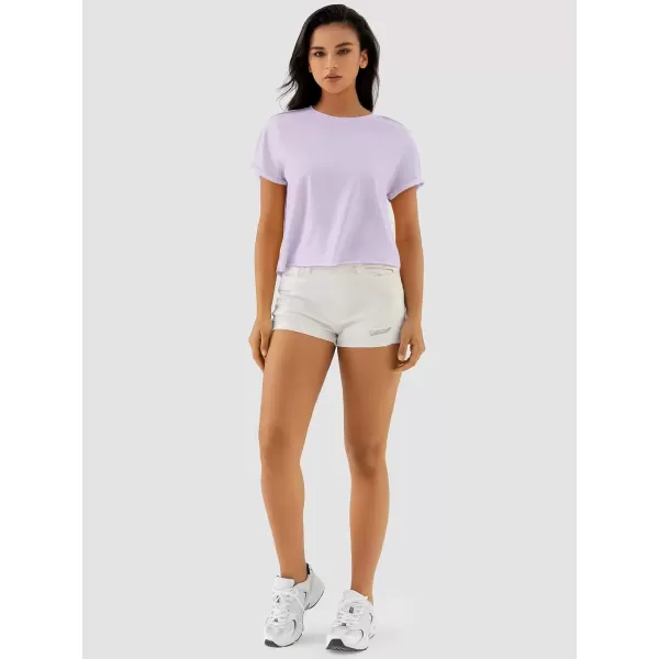 imageATHMILE Womens Tops Summer Casual Basic Short Sleeve Crewneck Crop Tops 2024 TShirtsPurple