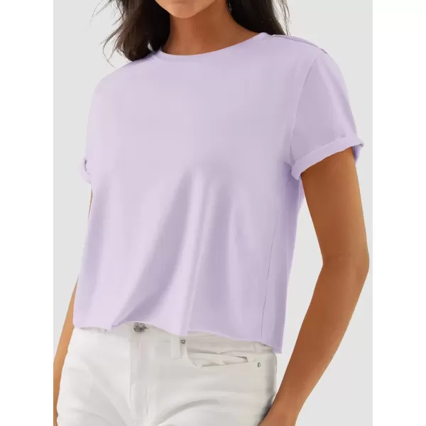 imageATHMILE Womens Tops Summer Casual Basic Short Sleeve Crewneck Crop Tops 2024 TShirtsPurple