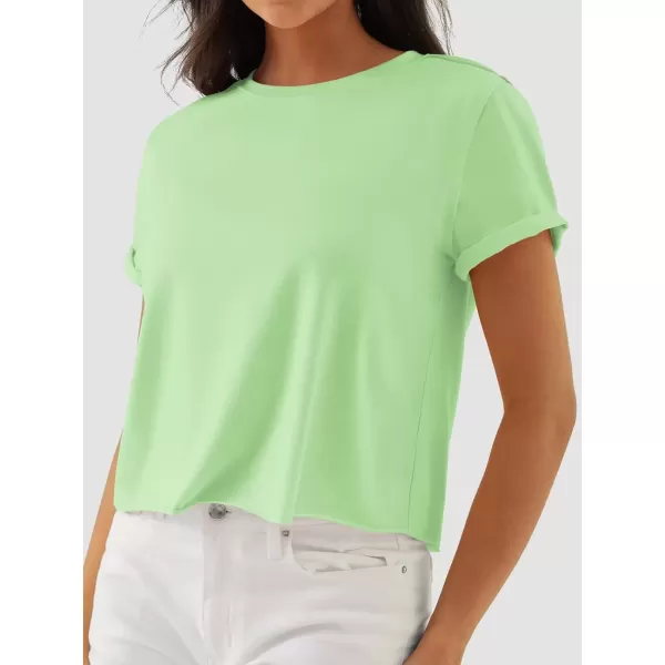 imageATHMILE Womens Tops Summer Casual Basic Short Sleeve Crewneck Crop Tops 2024 TShirtsMint Green