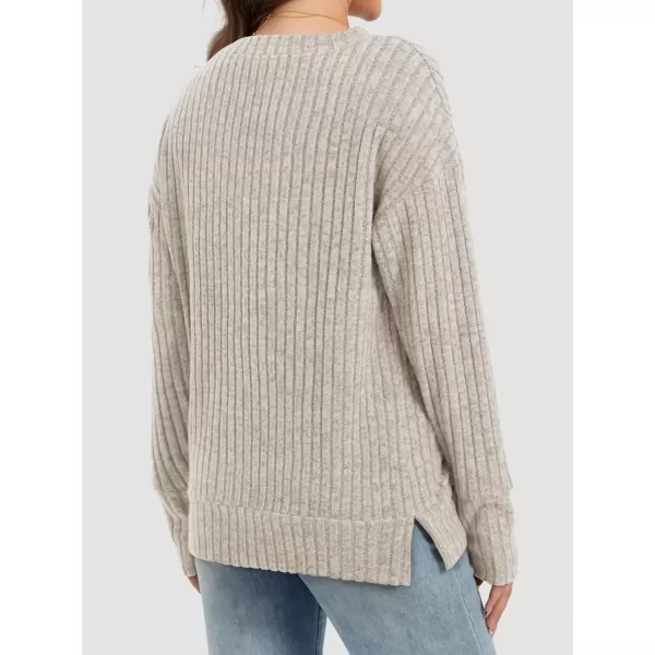 imageATHMILE Womens V Neck Sweaters Long Sleeve Shirts Lightweight Sweatshirts Trendy Fall TopsApricot