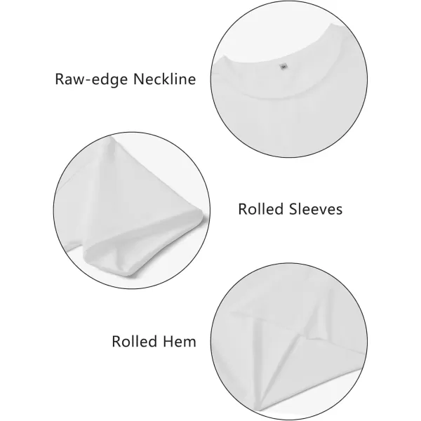 imageWomens Oversize Workout Crop Tops Casual Short Sleeve Drop Shoulder Boxy TShirts Roll Hem Basic Loose Yoga Running TeesWhite