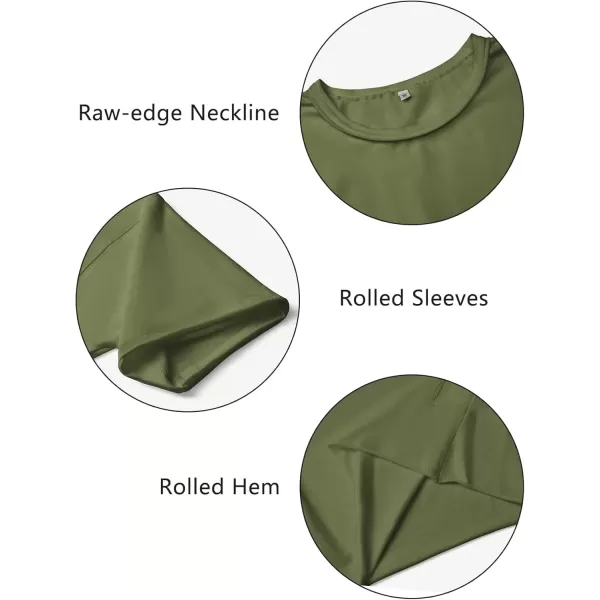 imageWomens Oversize Workout Crop Tops Casual Short Sleeve Drop Shoulder Boxy TShirts Roll Hem Basic Loose Yoga Running TeesArmygreen