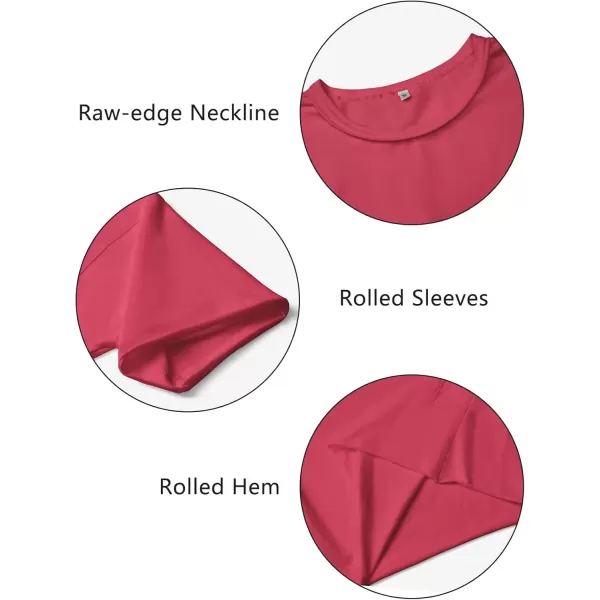 imageWomens Oversize Workout Crop Tops Casual Short Sleeve Drop Shoulder Boxy TShirts Roll Hem Basic Loose Yoga Running TeesHotpink