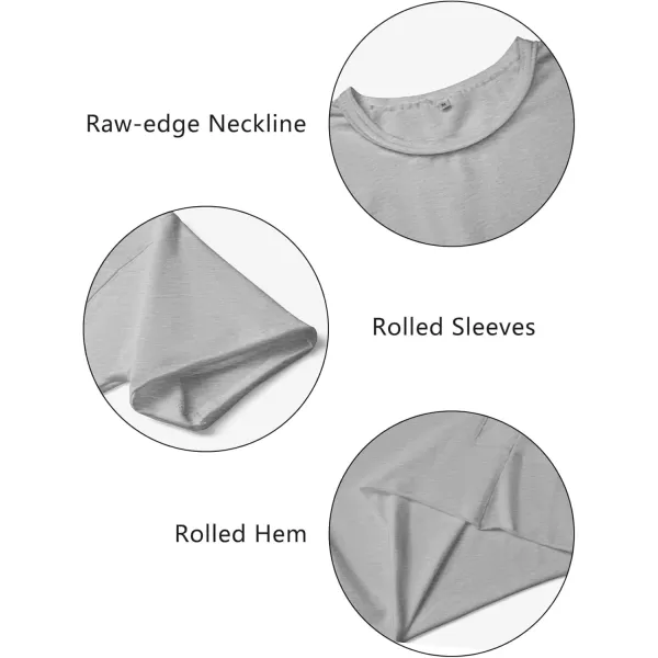 imageWomens Oversize Workout Crop Tops Casual Short Sleeve Drop Shoulder Boxy TShirts Roll Hem Basic Loose Yoga Running TeesGrey