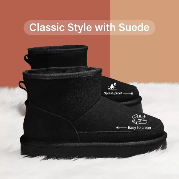 imageATHMILE Boots for Women Suede Platform Boot Winter Warm Ankle Snow Womens Boots Classic Ultra Mini Comfortable Slip On Outdoor Fashion 202401black