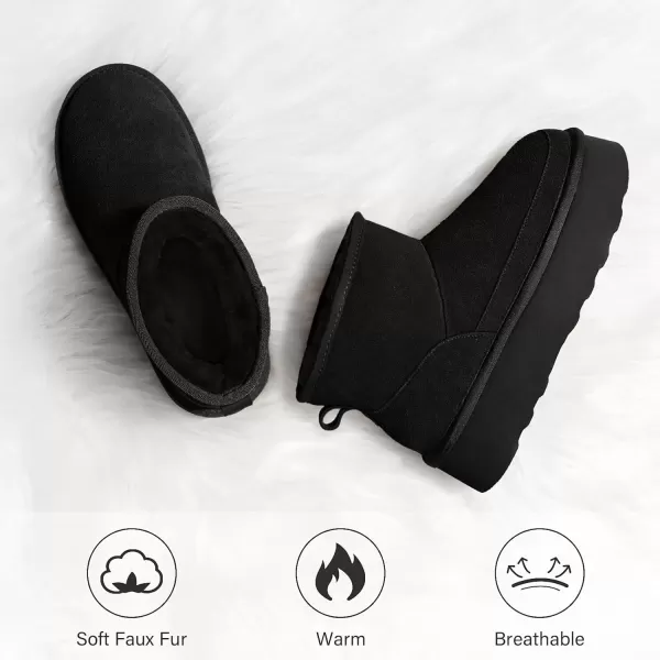 imageATHMILE Boots for Women Suede Platform Boot Winter Warm Ankle Snow Womens Boots Classic Ultra Mini Comfortable Slip On Outdoor Fashion 202401black