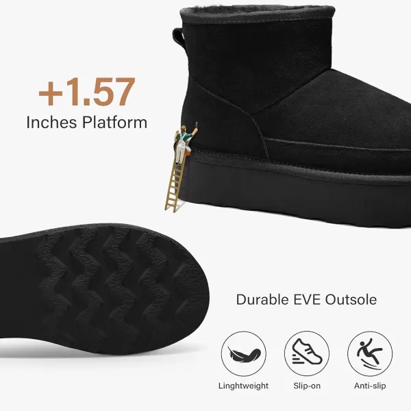 imageATHMILE Boots for Women Suede Platform Boot Winter Warm Ankle Snow Womens Boots Classic Ultra Mini Comfortable Slip On Outdoor Fashion 202401black