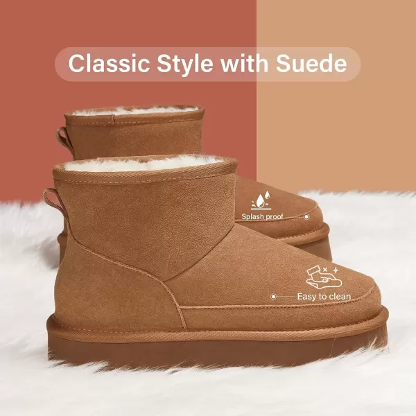 imageATHMILE Boots for Women Suede Platform Boot Winter Warm Ankle Snow Womens Boots Classic Ultra Mini Comfortable Slip On Outdoor Fashion 202401chestnut