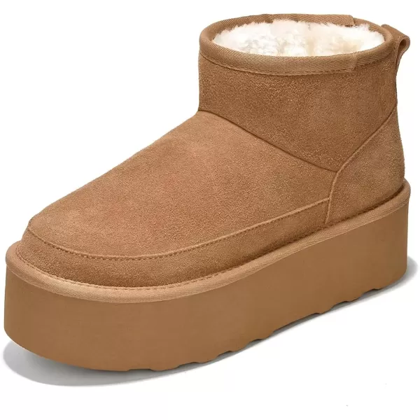 imageATHMILE Boots for Women Suede Platform Boot Winter Warm Ankle Snow Womens Boots Classic Ultra Mini Comfortable Slip On Outdoor Fashion 202401chestnut