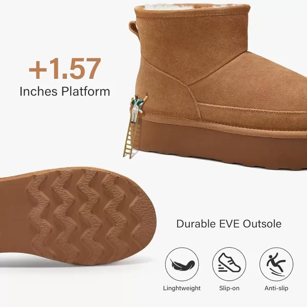 imageATHMILE Boots for Women Suede Platform Boot Winter Warm Ankle Snow Womens Boots Classic Ultra Mini Comfortable Slip On Outdoor Fashion 202401chestnut