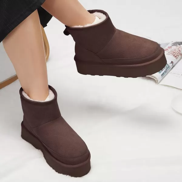 imageATHMILE Boots for Women Suede Platform Boot Winter Warm Ankle Snow Womens Boots Classic Ultra Mini Comfortable Slip On Outdoor Fashion 202401taupe