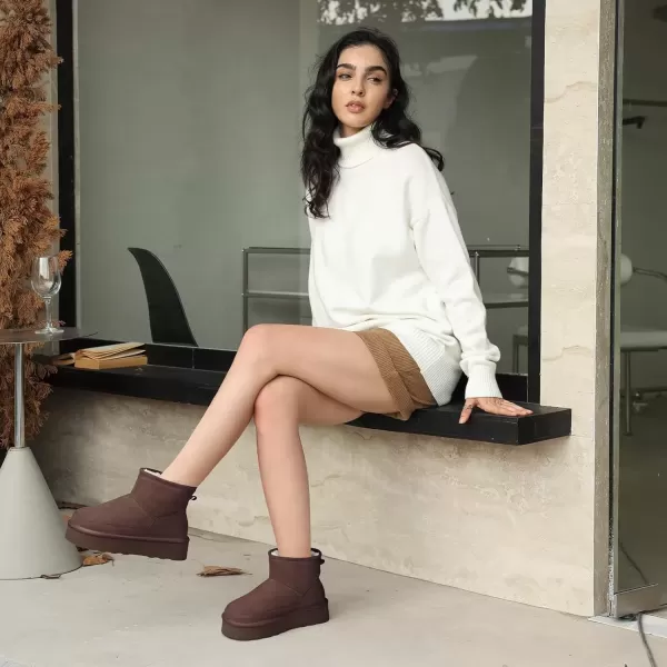 imageATHMILE Boots for Women Suede Platform Boot Winter Warm Ankle Snow Womens Boots Classic Ultra Mini Comfortable Slip On Outdoor Fashion 202401taupe