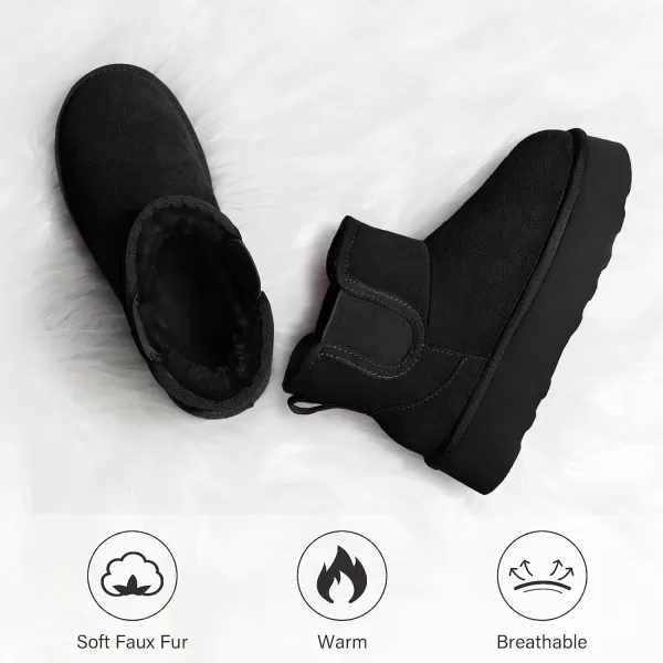 imageATHMILE Boots for Women Suede Platform Boot Winter Warm Ankle Snow Womens Boots Classic Ultra Mini Comfortable Slip On Outdoor Fashion 202402black
