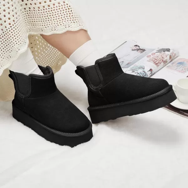 imageATHMILE Boots for Women Suede Platform Boot Winter Warm Ankle Snow Womens Boots Classic Ultra Mini Comfortable Slip On Outdoor Fashion 202402black