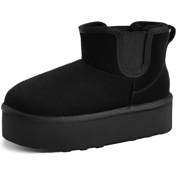 imageATHMILE Boots for Women Suede Platform Boot Winter Warm Ankle Snow Womens Boots Classic Ultra Mini Comfortable Slip On Outdoor Fashion 202402black