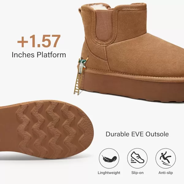 imageATHMILE Boots for Women Suede Platform Boot Winter Warm Ankle Snow Womens Boots Classic Ultra Mini Comfortable Slip On Outdoor Fashion 202402chestnut