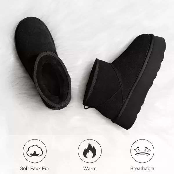 imageATHMILE Boots for Women Suede Platform Boot Winter Warm Ankle Snow Womens Boots Classic Ultra Mini Comfortable Slip On Outdoor Fashion 2024Black