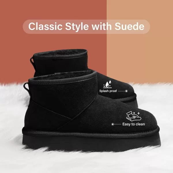 imageATHMILE Boots for Women Suede Platform Boot Winter Warm Ankle Snow Womens Boots Classic Ultra Mini Comfortable Slip On Outdoor Fashion 2024Black