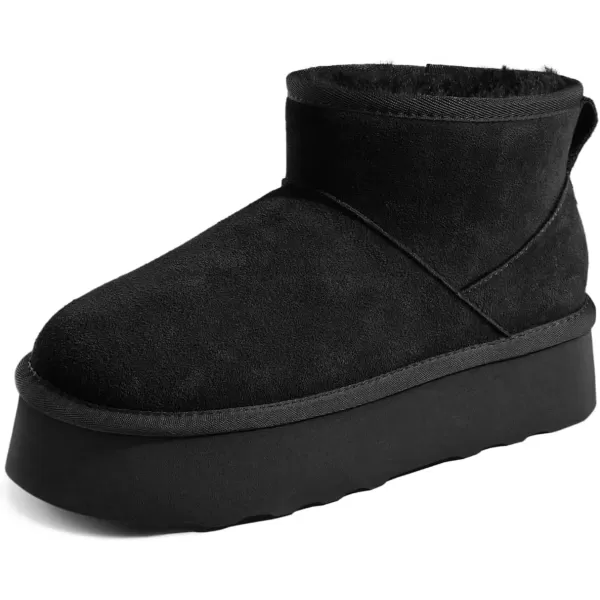 imageATHMILE Boots for Women Suede Platform Boot Winter Warm Ankle Snow Womens Boots Classic Ultra Mini Comfortable Slip On Outdoor Fashion 2024Black