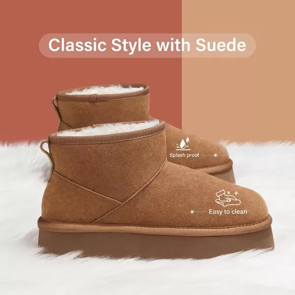 imageATHMILE Boots for Women Suede Platform Boot Winter Warm Ankle Snow Womens Boots Classic Ultra Mini Comfortable Slip On Outdoor Fashion 2024Chestnut