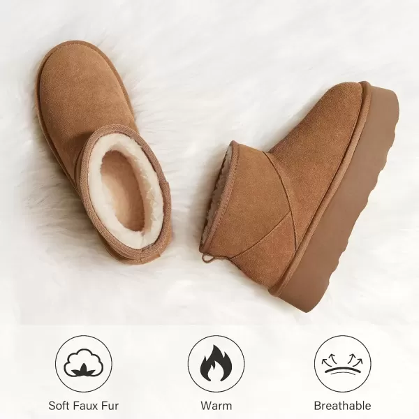 imageATHMILE Boots for Women Suede Platform Boot Winter Warm Ankle Snow Womens Boots Classic Ultra Mini Comfortable Slip On Outdoor Fashion 2024Chestnut