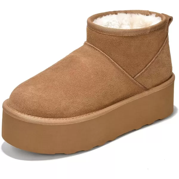 imageATHMILE Boots for Women Suede Platform Boot Winter Warm Ankle Snow Womens Boots Classic Ultra Mini Comfortable Slip On Outdoor Fashion 2024Chestnut