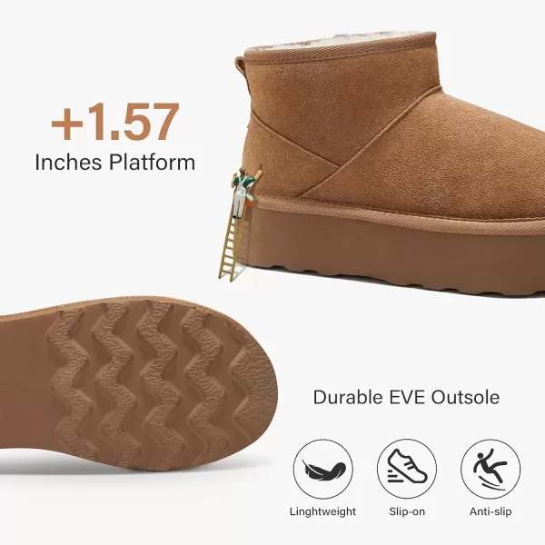 imageATHMILE Boots for Women Suede Platform Boot Winter Warm Ankle Snow Womens Boots Classic Ultra Mini Comfortable Slip On Outdoor Fashion 2024Chestnut