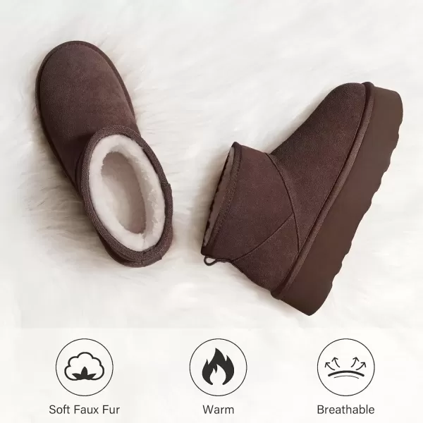 imageATHMILE Boots for Women Suede Platform Boot Winter Warm Ankle Snow Womens Boots Classic Ultra Mini Comfortable Slip On Outdoor Fashion 2024Taupe