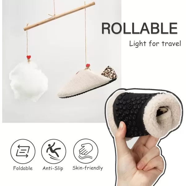 imageATHMILE House Slippers for Women Men Indoor Barefoot Slippers Socks Furry Slip on House Shoes Cozy Comfy Slippers for Home Bedroom Travel YogaBeige Leopard
