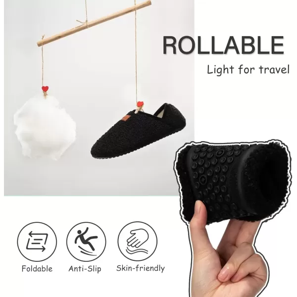 imageATHMILE House Slippers for Women Men Indoor Barefoot Slippers Socks Furry Slip on House Shoes Cozy Comfy Slippers for Home Bedroom Travel YogaBlack