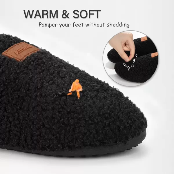 imageATHMILE House Slippers for Women Men Indoor Barefoot Slippers Socks Furry Slip on House Shoes Cozy Comfy Slippers for Home Bedroom Travel YogaBlack