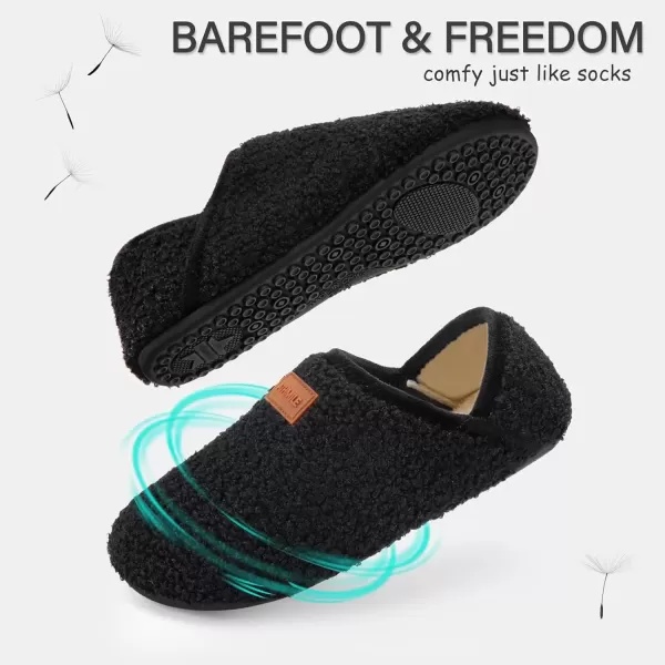 imageATHMILE House Slippers for Women Men Indoor Barefoot Slippers Socks Furry Slip on House Shoes Cozy Comfy Slippers for Home Bedroom Travel YogaBlack