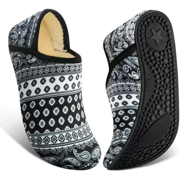 imageATHMILE House Slippers for Women Men Indoor Barefoot Slippers Socks Furry Slip on House Shoes Cozy Comfy Slippers for Home Bedroom Travel YogaBlack Boho