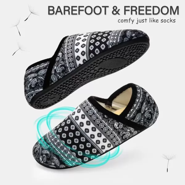 imageATHMILE House Slippers for Women Men Indoor Barefoot Slippers Socks Furry Slip on House Shoes Cozy Comfy Slippers for Home Bedroom Travel YogaBlack Boho