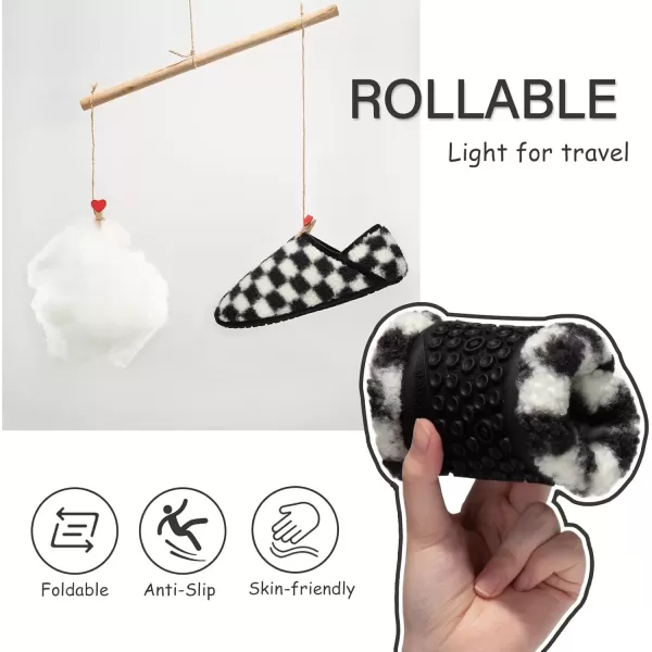 imageATHMILE House Slippers for Women Men Indoor Barefoot Slippers Socks Furry Slip on House Shoes Cozy Comfy Slippers for Home Bedroom Travel YogaBlack Checkered