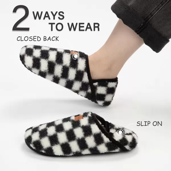 imageATHMILE House Slippers for Women Men Indoor Barefoot Slippers Socks Furry Slip on House Shoes Cozy Comfy Slippers for Home Bedroom Travel YogaBlack Checkered