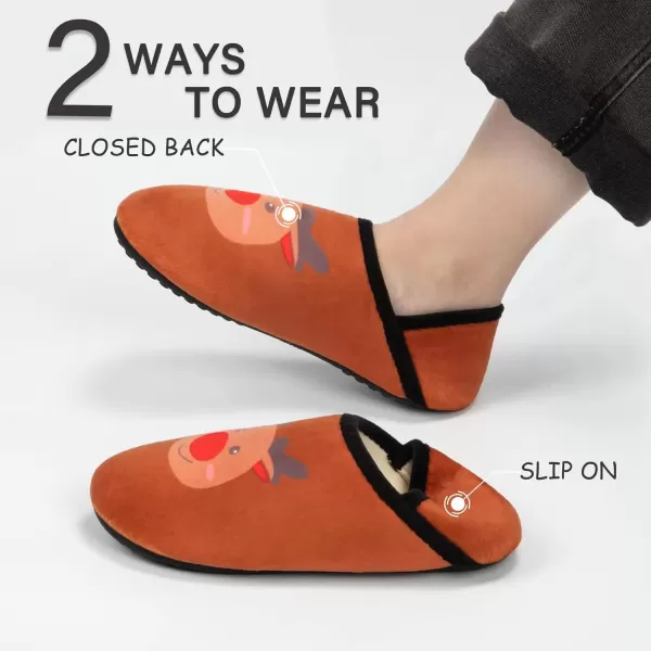 imageATHMILE House Slippers for Women Men Indoor Barefoot Slippers Socks Furry Slip on House Shoes Cozy Comfy Slippers for Home Bedroom Travel YogaBrown Deer