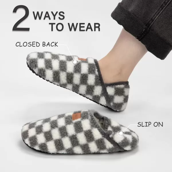 imageATHMILE House Slippers for Women Men Indoor Barefoot Slippers Socks Furry Slip on House Shoes Cozy Comfy Slippers for Home Bedroom Travel YogaGrey Checkered