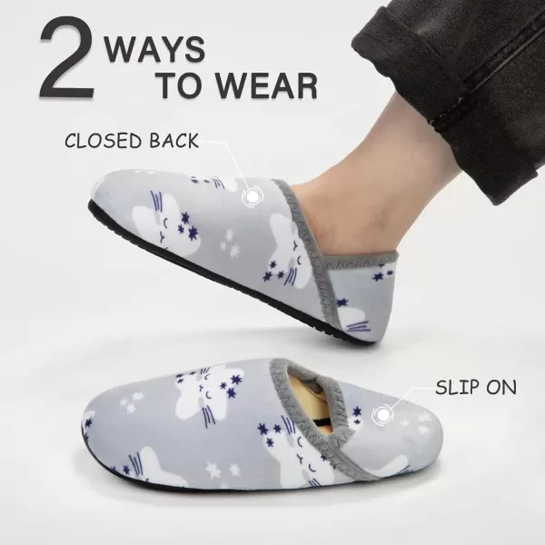 imageATHMILE House Slippers for Women Men Indoor Barefoot Slippers Socks Furry Slip on House Shoes Cozy Comfy Slippers for Home Bedroom Travel YogaGrey Sleeping Stars