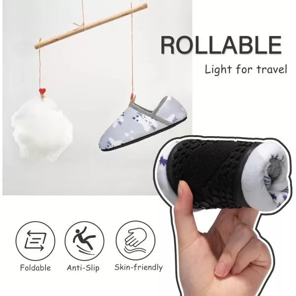 imageATHMILE House Slippers for Women Men Indoor Barefoot Slippers Socks Furry Slip on House Shoes Cozy Comfy Slippers for Home Bedroom Travel YogaGrey Sleeping Stars