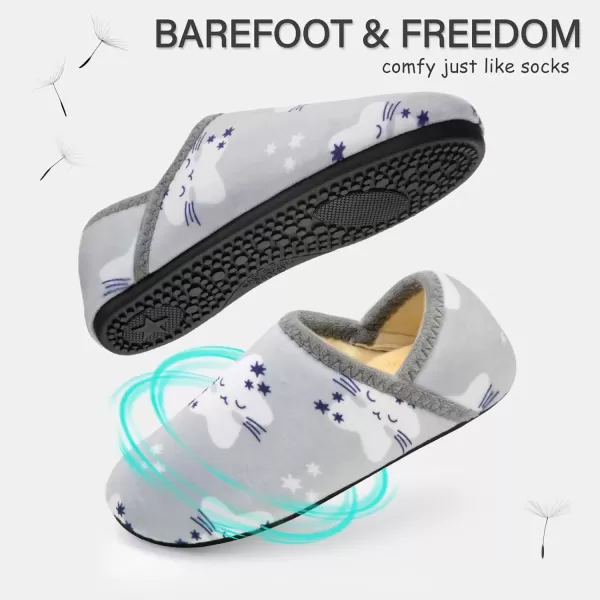 imageATHMILE House Slippers for Women Men Indoor Barefoot Slippers Socks Furry Slip on House Shoes Cozy Comfy Slippers for Home Bedroom Travel YogaGrey Sleeping Stars