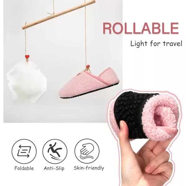 imageATHMILE House Slippers for Women Men Indoor Barefoot Slippers Socks Furry Slip on House Shoes Cozy Comfy Slippers for Home Bedroom Travel YogaPink