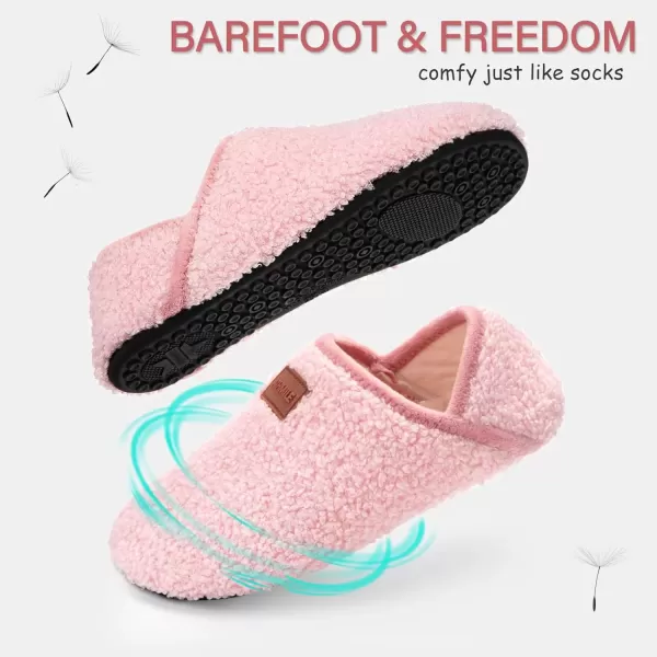 imageATHMILE House Slippers for Women Men Indoor Barefoot Slippers Socks Furry Slip on House Shoes Cozy Comfy Slippers for Home Bedroom Travel YogaPink