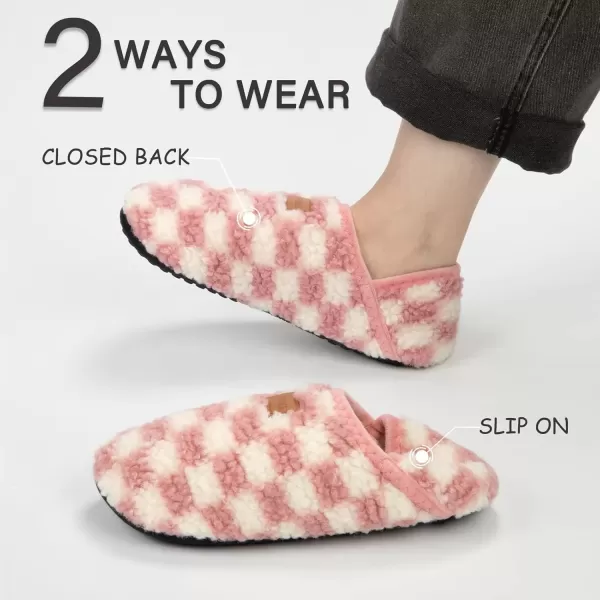 imageATHMILE House Slippers for Women Men Indoor Barefoot Slippers Socks Furry Slip on House Shoes Cozy Comfy Slippers for Home Bedroom Travel YogaPink Checkered