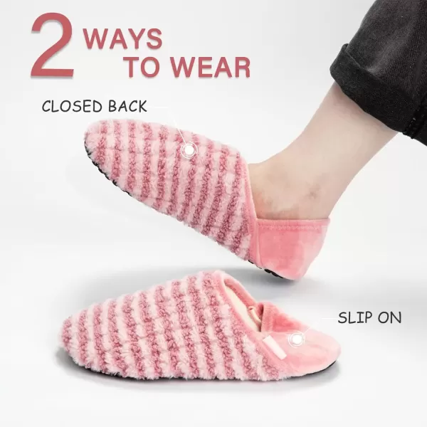 imageATHMILE House Slippers for Women Men Indoor Barefoot Slippers Socks Furry Slip on House Shoes Cozy Comfy Slippers for Home Bedroom Travel YogaPink Striped